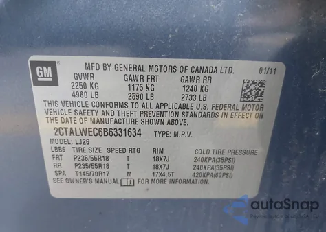 2011 GMC Terrain Slt-2 из США, поврежденный, VIN 2CTALWEC6B6331634